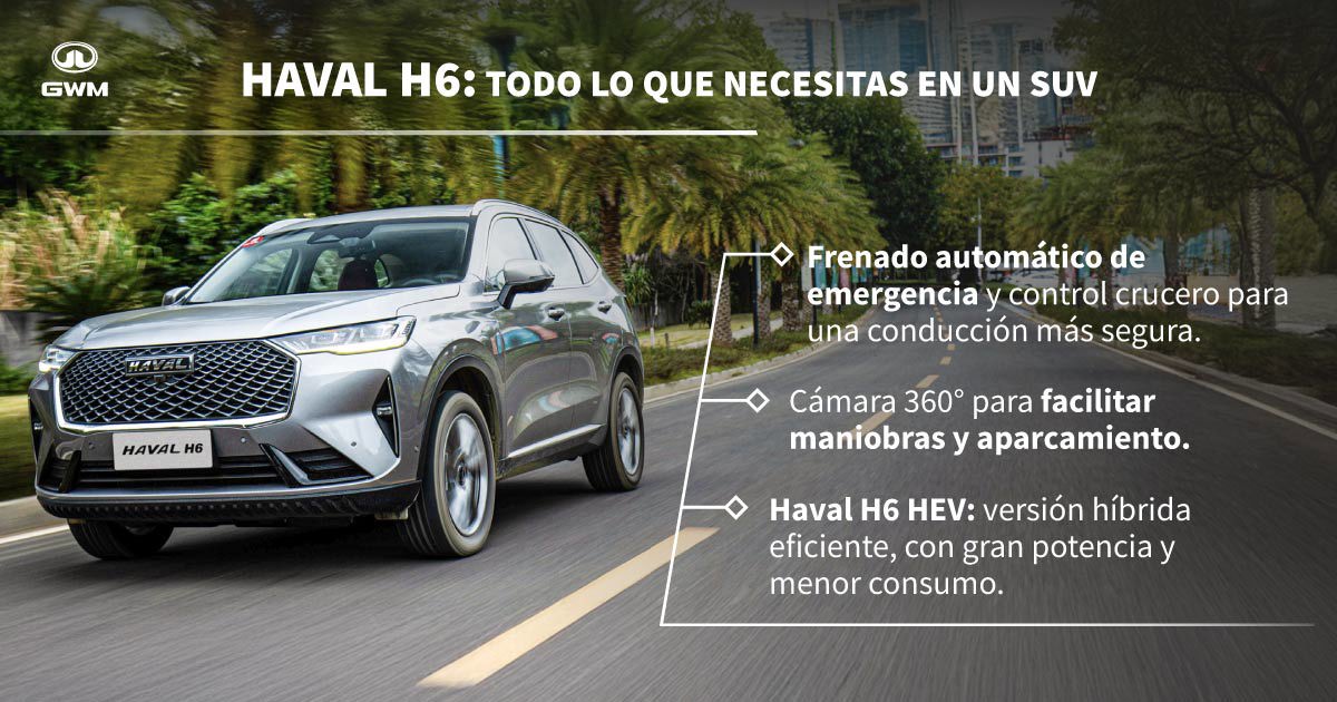 Auto SUV Haval H6 circulando en ciudad.